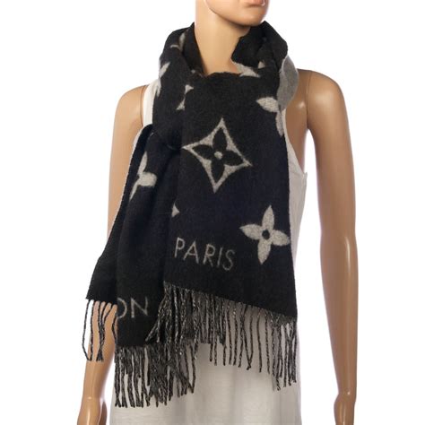 black and grey louis vuitton scarf|louis vuitton wool scarf.